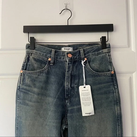 NWT Wrangler x Free People Wild West High Rise Straight Jeans Peach Tint - Picture 13 of 13